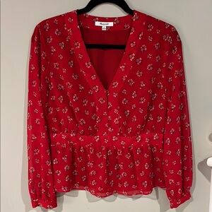 Madewell Red Floral Women's Top